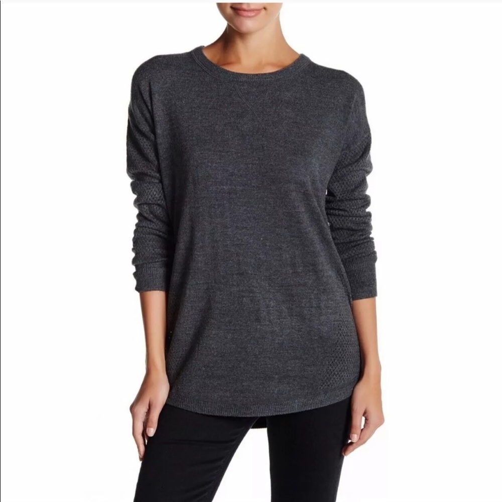 Open Stitch Sweater Charcoal Gray Size S
